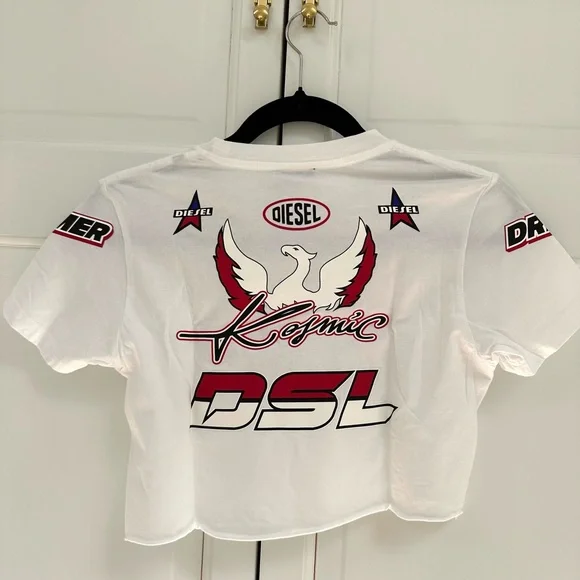 Diesel Cropped Tee with Graphics - Picture 9 of 13